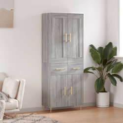 vidaXL Aparador alto madera contrachapada gris sonoma 69,5x34x180 cm