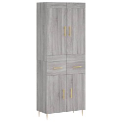 vidaXL Aparador alto madera contrachapada gris sonoma 69,5x34x180 cm