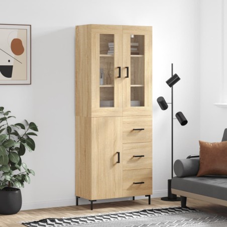 vidaXL Aparador alto madera contrachapada color roble 69,5x34x180 cm
