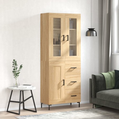 vidaXL Aparador alto madera contrachapada color roble 69,5x34x180 cm