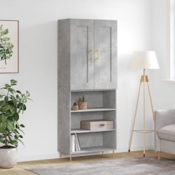 vidaXL Aparador alto madera contrachapada gris hormigón 69,5x34x180 cm