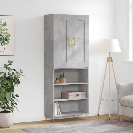 vidaXL Aparador alto madera contrachapada gris hormigón 69,5x34x180 cm