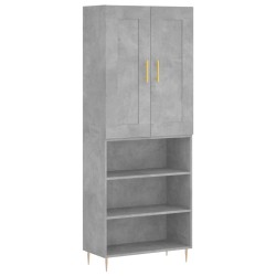 vidaXL Aparador alto madera contrachapada gris hormigón 69,5x34x180 cm