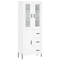 vidaXL Aparador alto madera contrachapada blanco brillo 69,5x34x180 cm