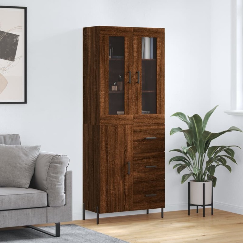 vidaXL Aparador alto madera contrachapada marrón roble 69,5x34x180 cm vidaXL Aparador alto madera contrachapada marrón roble 69,5x34x180 cm
