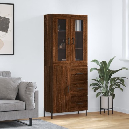 vidaXL Aparador alto madera contrachapada marrón roble 69,5x34x180 cm