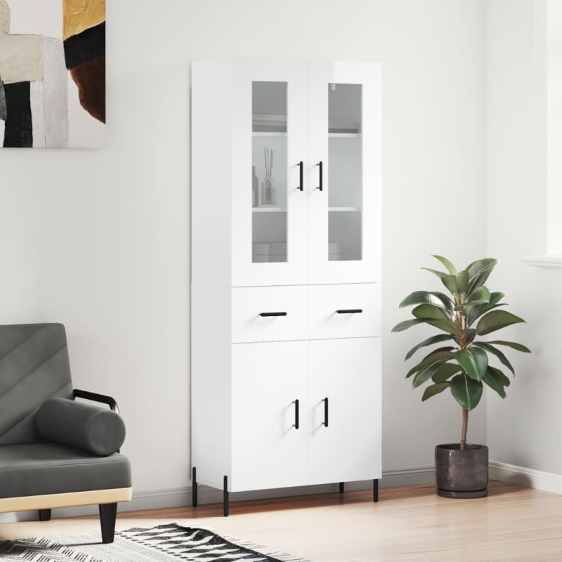 vidaXL Aparador alto madera contrachapada blanco brillo 69,5x34x180 cm vidaXL Aparador alto madera contrachapada blanco brillo 69,5x34x180 cm