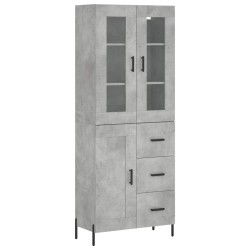 vidaXL Aparador alto madera contrachapada gris hormigón 69,5x34x180 cm