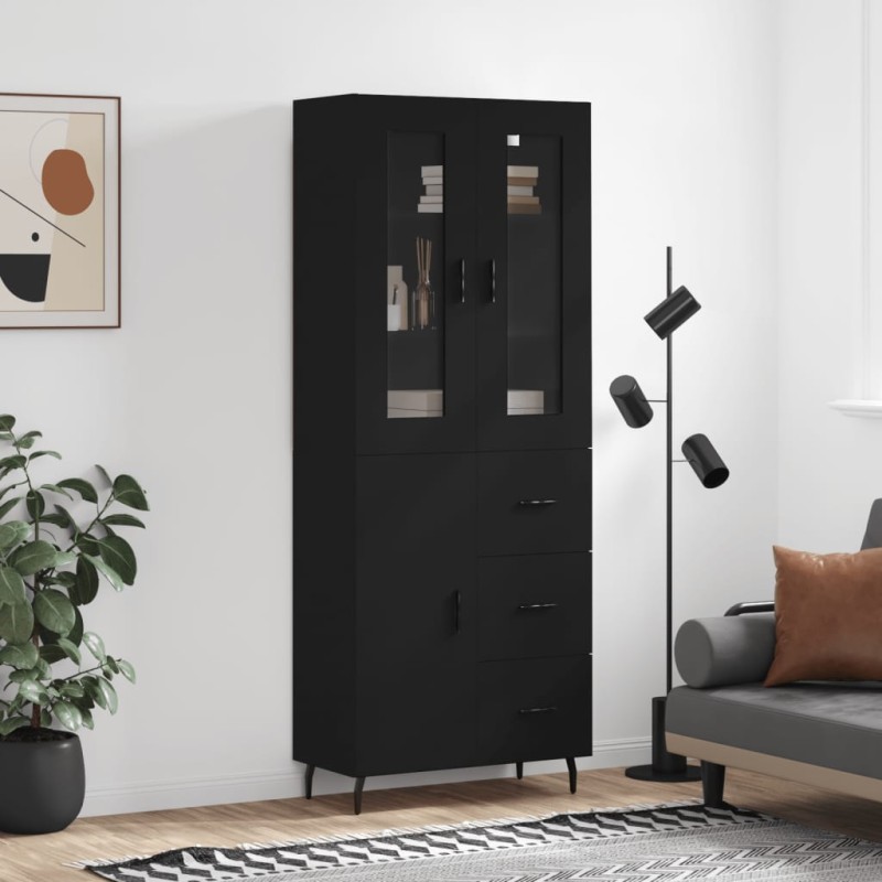 vidaXL Aparador alto madera contrachapada negro 69,5x34x180 cm vidaXL Aparador alto madera contrachapada negro 69,5x34x180 cm