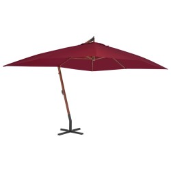 vidaXL Sombrilla lateral voladiza poste madera rojo burdeos 400x300 cm