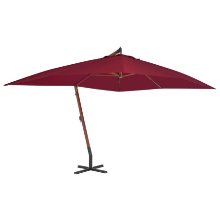 vidaXL Sombrilla lateral voladiza poste madera rojo burdeos 400x300 cm