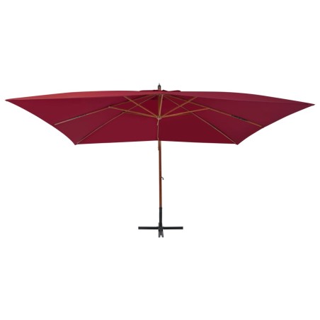 vidaXL Sombrilla lateral voladiza poste madera rojo burdeos 400x300 cm