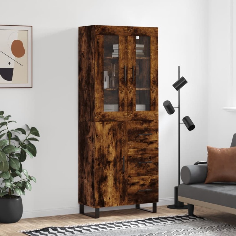vidaXL Aparador alto madera contrachapada roble ahumado 69,5x34x180 cm vidaXL Aparador alto madera contrachapada roble ahumado 69,5x34x180 cm