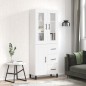 vidaXL Aparador alto madera contrachapada blanco brillo 69,5x34x180 cm