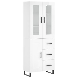vidaXL Aparador alto madera contrachapada blanco brillo 69,5x34x180 cm