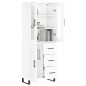 vidaXL Aparador alto madera contrachapada blanco brillo 69,5x34x180 cm