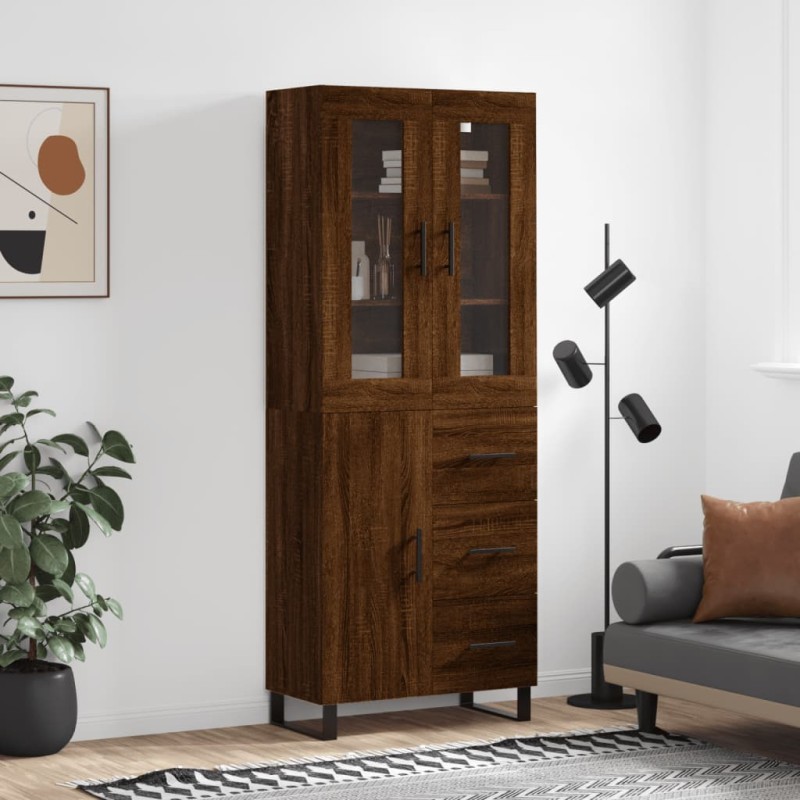 vidaXL Aparador alto madera contrachapada marrón roble 69,5x34x180 cm vidaXL Aparador alto madera contrachapada marrón roble 69,5x34x180 cm