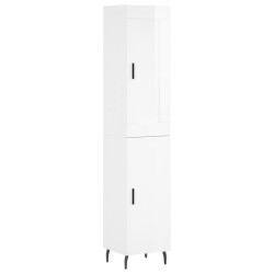 vidaXL Aparador alto madera contrachapada blanco brillo 34,5x34x180 cm