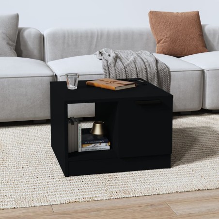 vidaXL Mesa de centro madera contrachapada negro 50x50x36 cm