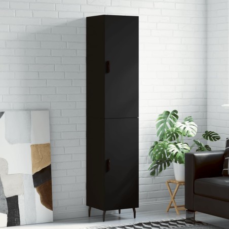 vidaXL Aparador de madera contrachapada negro 34,5x34x180 cm
