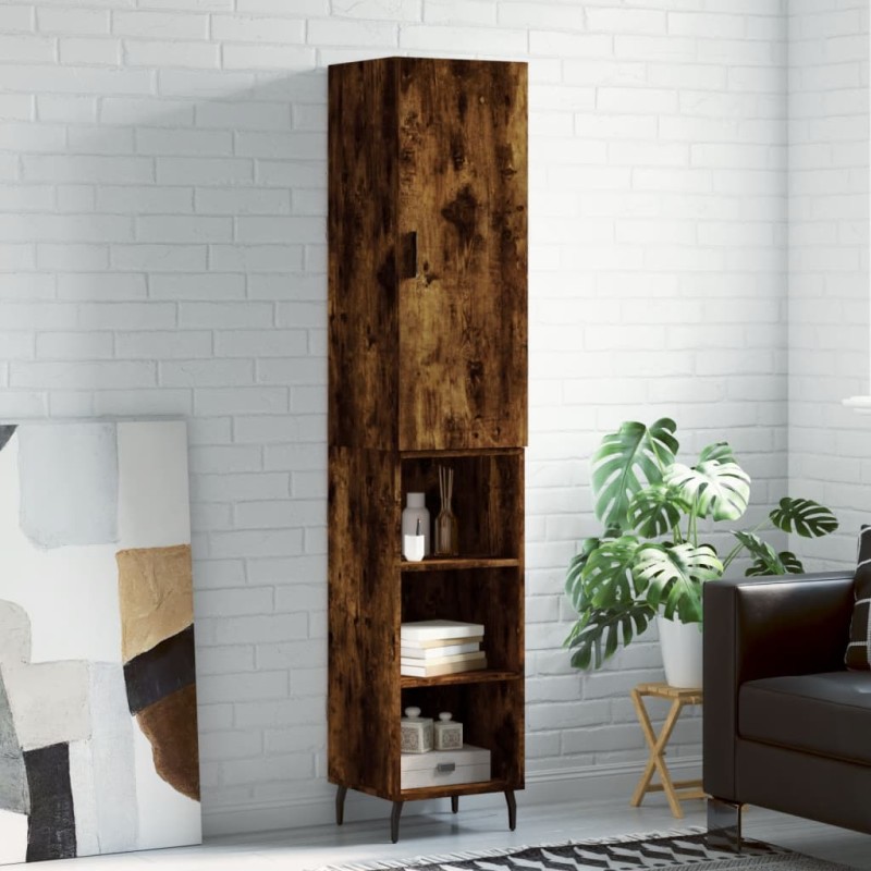 vidaXL Aparador de madera contrachapada roble ahumado 34,5x34x180 cm vidaXL Aparador de madera contrachapada roble ahumado 34,5x34x180 cm