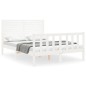 vidaXL Estructura cama de matrimonio con cabecero madera maciza blanco vidaXL Estructura cama de matrimonio con cabecero madera maciza blanco