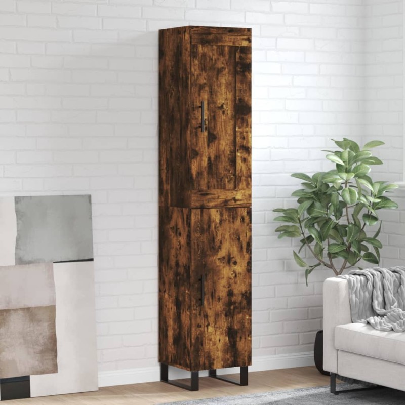 vidaXL Aparador de madera contrachapada roble ahumado 34,5x34x180 cm vidaXL Aparador de madera contrachapada roble ahumado 34,5x34x180 cm