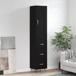 vidaXL Aparador de madera contrachapada negro 34,5x34x180 cm