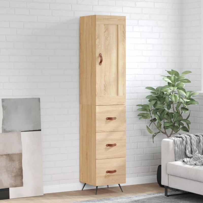 vidaXL Aparador de madera contrachapada roble Sonoma 34,5x34x180 cm vidaXL Aparador de madera contrachapada roble Sonoma 34,5x34x180 cm