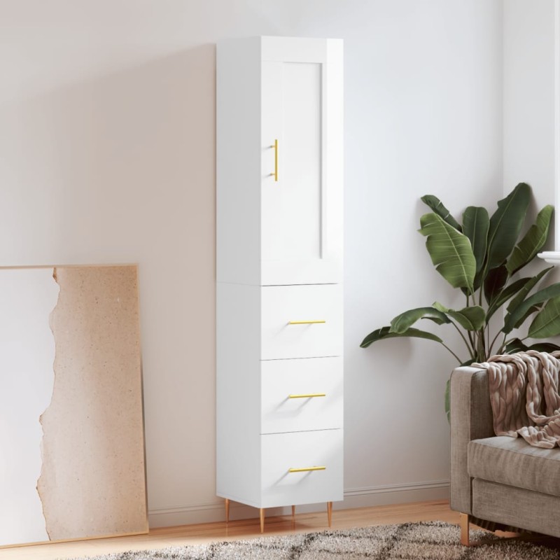 vidaXL Aparador alto madera contrachapada blanco brillo 34,5x34x180 cm vidaXL Aparador alto madera contrachapada blanco brillo 34,5x34x180 cm