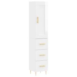 vidaXL Aparador alto madera contrachapada blanco brillo 34,5x34x180 cm