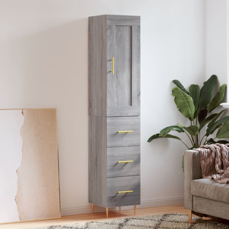 vidaXL Aparador alto madera contrachapada gris Sonoma 34,5x34x180 cm vidaXL Aparador alto madera contrachapada gris Sonoma 34,5x34x180 cm
