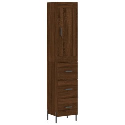 vidaXL Aparador alto madera contrachapada roble marrón 34,5x34x180 cm