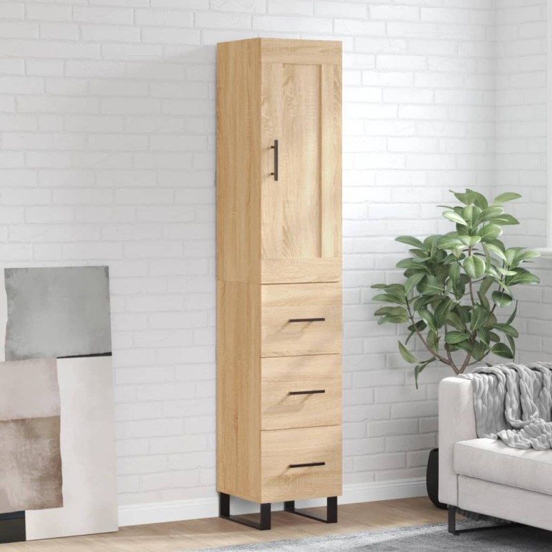 vidaXL Aparador de madera contrachapada roble Sonoma 34,5x34x180 cm vidaXL Aparador de madera contrachapada roble Sonoma 34,5x34x180 cm