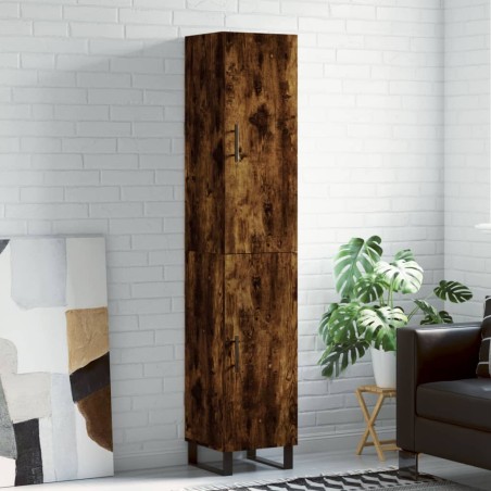 vidaXL Aparador de madera contrachapada roble ahumado 34,5x34x180 cm