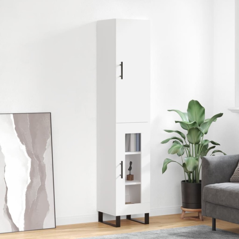 vidaXL Aparador alto madera contrachapada blanco 34,5x34x180 cm vidaXL Aparador alto madera contrachapada blanco 34,5x34x180 cm