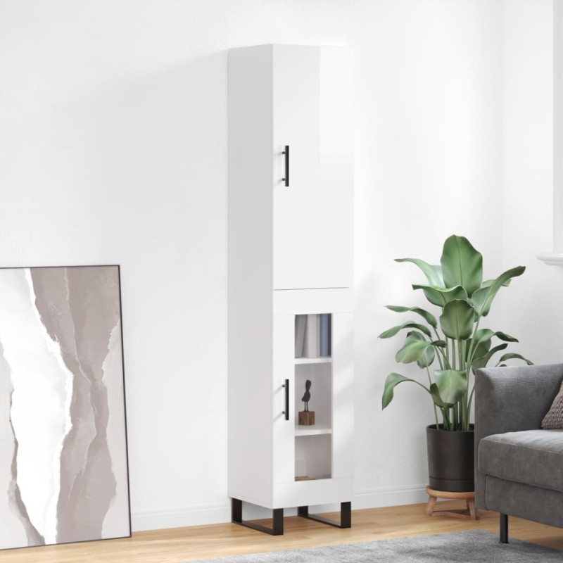 vidaXL Aparador alto madera contrachapada blanco brillo 34,5x34x180 cm vidaXL Aparador alto madera contrachapada blanco brillo 34,5x34x180 cm