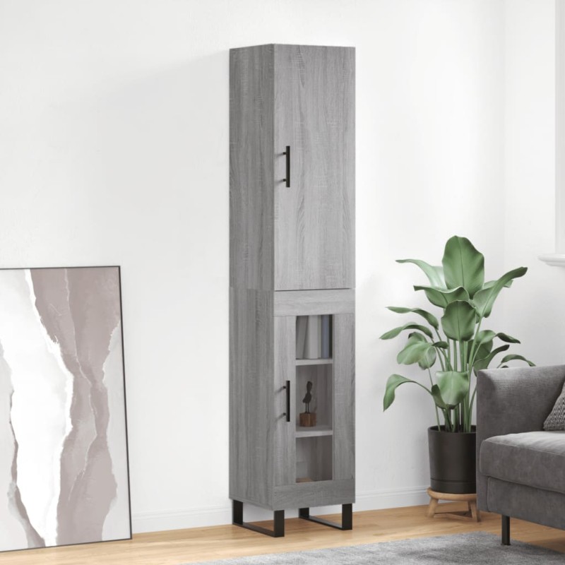 vidaXL Aparador alto madera contrachapada gris Sonoma 34,5x34x180 cm vidaXL Aparador alto madera contrachapada gris Sonoma 34,5x34x180 cm