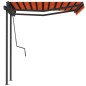 vidaXL Toldo manual retráctil con postes naranja y marrón 3,5x2,5 m