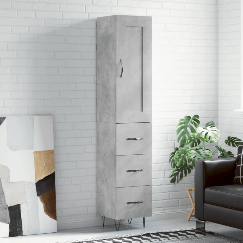 vidaXL Aparador de madera contrachapada gris hormigón 34,5x34x180 cm vidaXL Aparador de madera contrachapada gris hormigón 34,5x34x180 cm