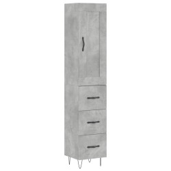 vidaXL Aparador de madera contrachapada gris hormigón 34,5x34x180 cm