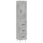 vidaXL Aparador de madera contrachapada gris hormigón 34,5x34x180 cm vidaXL Aparador de madera contrachapada gris hormigón 34,5x34x180 cm
