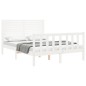 vidaXL Estructura cama de matrimonio con cabecero madera maciza blanco vidaXL Estructura cama de matrimonio con cabecero madera maciza blanco