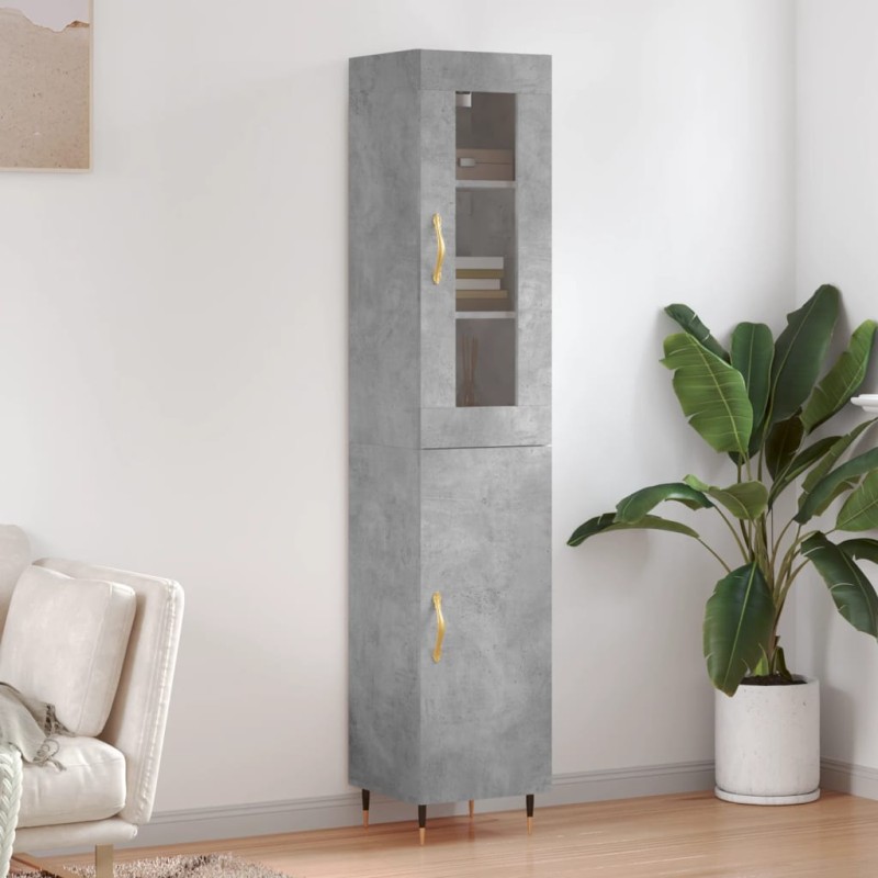 vidaXL Aparador de madera contrachapada gris hormigón 34,5x34x180 cm vidaXL Aparador de madera contrachapada gris hormigón 34,5x34x180 cm