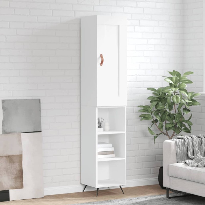 vidaXL Aparador alto madera contrachapada blanco 34,5x34x180 cm