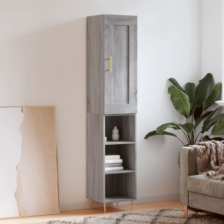 vidaXL Aparador alto madera contrachapada gris Sonoma 34,5x34x180 cm