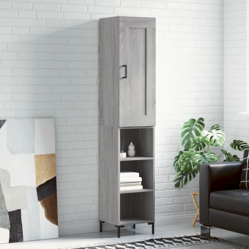 vidaXL Aparador alto madera contrachapada gris Sonoma 34,5x34x180 cm vidaXL Aparador alto madera contrachapada gris Sonoma 34,5x34x180 cm