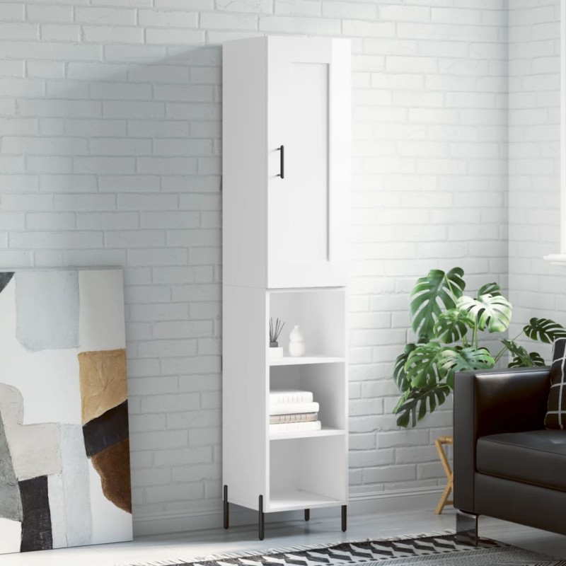 vidaXL Aparador alto madera contrachapada blanco brillo 34,5x34x180 cm vidaXL Aparador alto madera contrachapada blanco brillo 34,5x34x180 cm