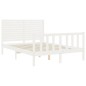 vidaXL Estructura cama de matrimonio con cabecero madera maciza blanco vidaXL Estructura cama de matrimonio con cabecero madera maciza blanco