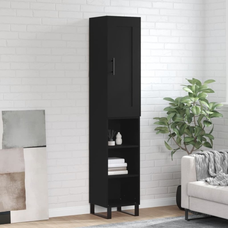 vidaXL Aparador de madera contrachapada negro 34,5x34x180 cm vidaXL Aparador de madera contrachapada negro 34,5x34x180 cm